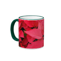 Red Poinsettias Large Christmas Coffee Mug