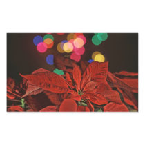 Red Pointsettia and Bright Colored Lights Stickers
