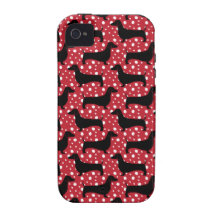 Red Polka Dachshunds iPhone 4 Case