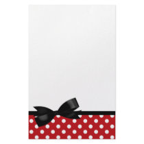 Red Polka Dot and Black Bow Stationery
