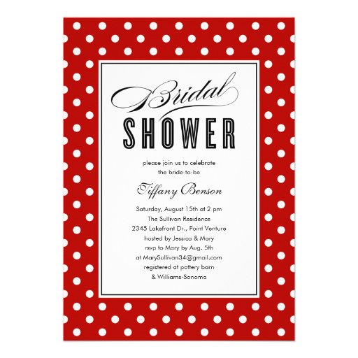 Red Polka Dot Bridal Shower Invitations