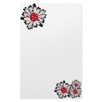 Red Polka Dot Daisy Stationery Design