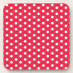 Red Polka Dot Pattern Drink Coasters