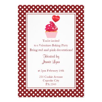 Red polka dot valentine's day party Invitation