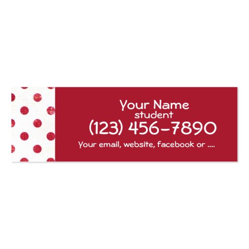 Red polka dots business card template (front side)