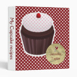 red polka dots cute cupcake Recipe binder binders