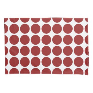 Red Polka Dots on White Pillowcase