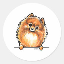 Red Pomeranian Paws Up Stickers