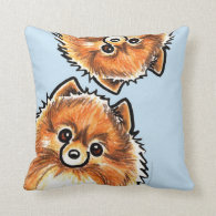 Red Pomeranian Paws Up Throw Pillows
