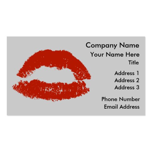 Red Pop Art Lipstick Lips Business Card Template (front side)