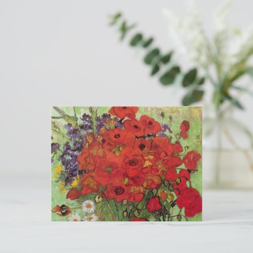 Red Poppies And Daisies By Vincent Van Gogh Postcard Zazzle