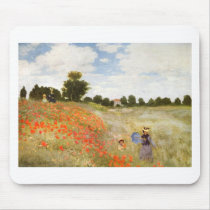 Red Poppies Blooming - Claude Monet Mousepads