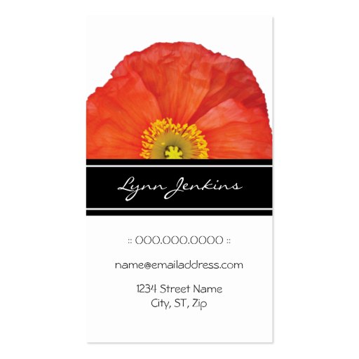 Red Poppies Elegant Business Card (front side)