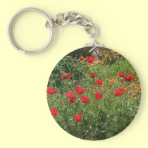 Red poppies fied keychains