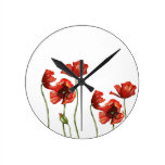 Red Poppies Floral Design Clock