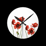 Red Poppies Floral Design Clock wall clocks