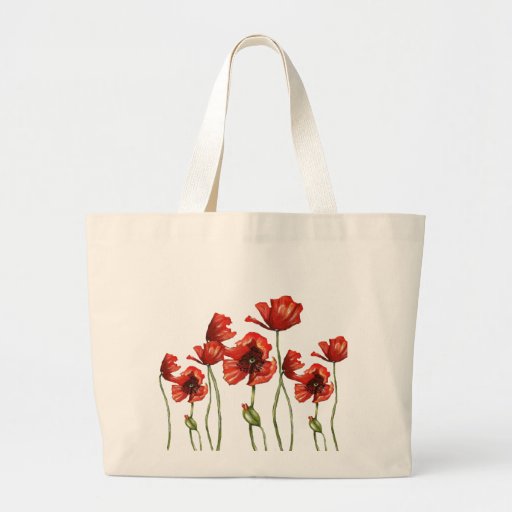 Red Poppies Floral Design Large Tote Bag | Zazzle