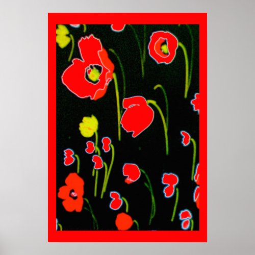 Red Poppies Flower Poster print