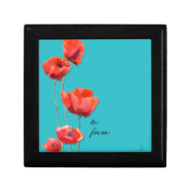 red poppies, gift box, watercolor painting gift boxes