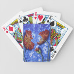Red Poppies on Blue Floral Designs Bicycle Playing Cards