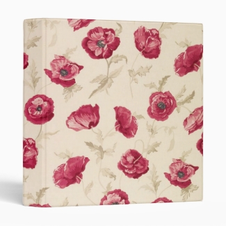 Red poppies pattern binder