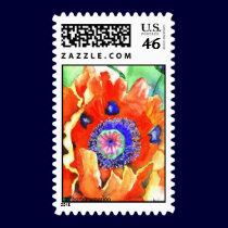 red poppies postage