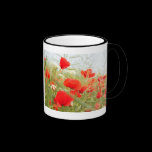 Red poppies pretty meadow mugs