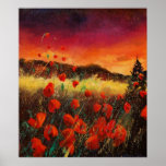 Red poppies sunset 76 posters