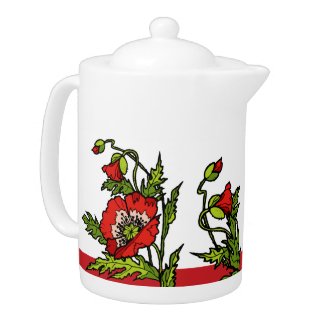 Red Poppies Teapot teapot