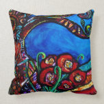 Red Poppies & the Tree of Life Throw Pillow