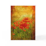 Red poppies vintage greeting card