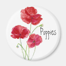 Red Poppies - Watercolor Magnets