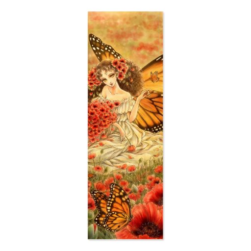 Red Poppy and Monarch Fantasy Bookmark Business Card Templates