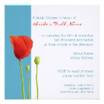 Red Poppy aqua Bridal Shower Invitation