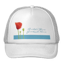 Red Poppy aqua Hat