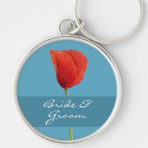 Red Poppy aqua Premium Keychain