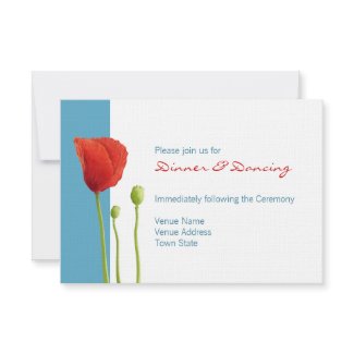 Red Poppy aqua Reception Card invitation