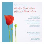 Red Poppy aqua Wedding Invitation