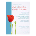 Red Poppy aqua Wedding Invitation 2