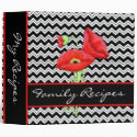 Red Poppy Black & White Chevron Zizzag Customized 3 Ring Binders