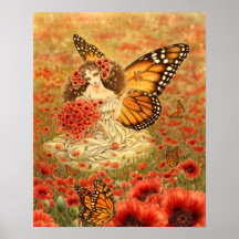 Red Poppy Fantasy Art Print