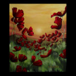 Red Poppy Field Sunrise Poster posters