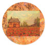 red poppy fields with cottage drip round stickers