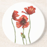 Red Poppy Floral Design Coaster