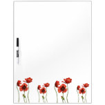 Red Poppy Floral Design Dry Erase Board