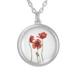 Red Poppy Floral Design Necklace