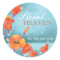 Red Poppy Flower Business Promotional Stickers
