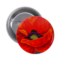 Red Poppy Flower Painting - Multi buttons