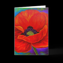 Red Poppy Flower Painting - Multi cards