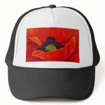 Red Poppy Flower Painting - Multi Hats